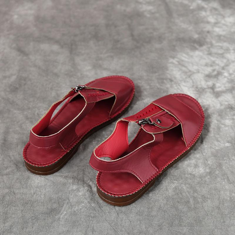 

2025 летняя новая мягкая кожа удобная мягкая подошва мягкая поверхность плоская подошва женские сандалии с дырочками повседневные сандалии с небольшим горлом для мам среднего возраста 43 бордовый