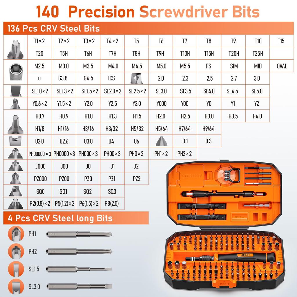 JOREST 152 In 1 Precision Screwdriver Magnetic Special Tool Screw Driver Torx T5 T6 T7 T8 T9 T10 Star Torx Screwdriver Set Is Suitable for iPhone