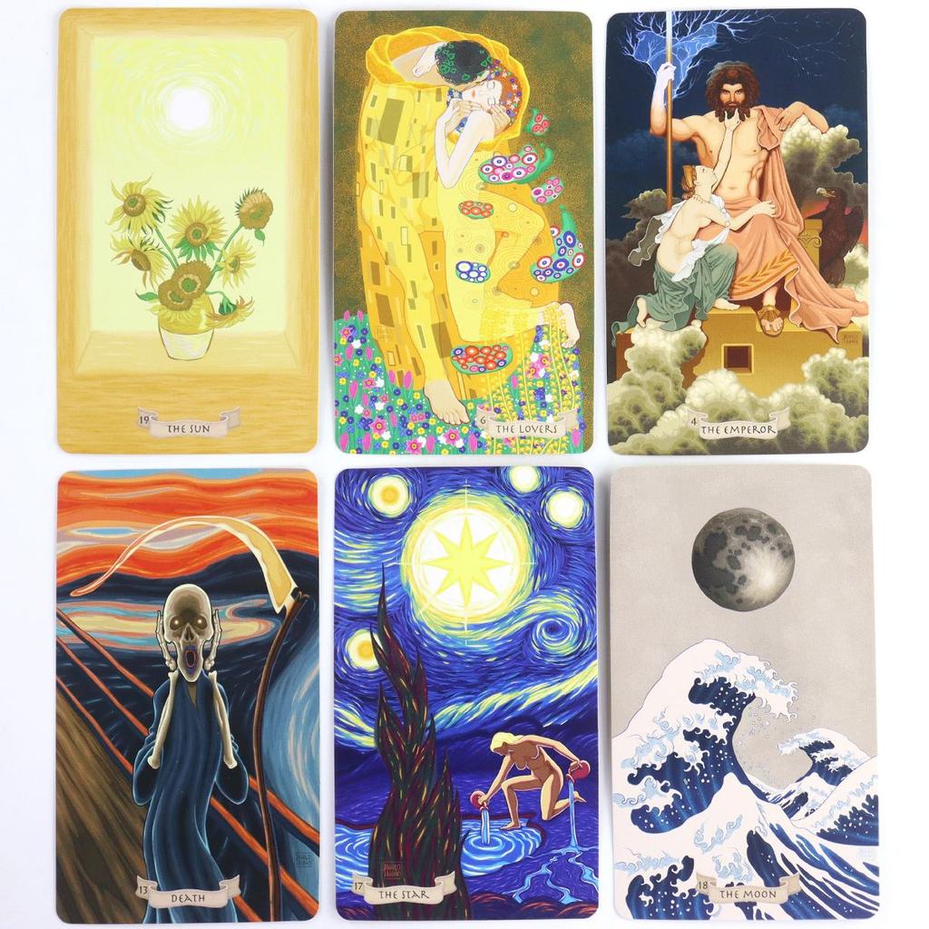 10.3*6cm Tarot on Canvas - A Stroll Through A Virtual Museum, 78 Pcs Tarot Cards Based on Rider Waite System
