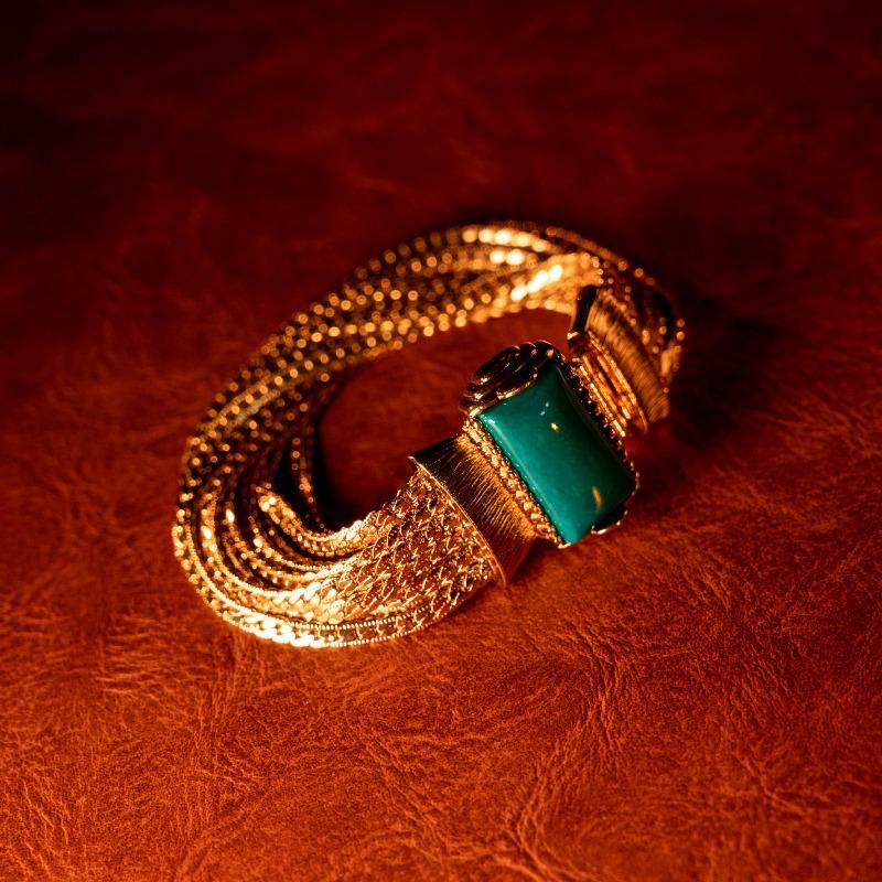 Vintage Woven Simple Gold Temperament Necklace Bracelet Set