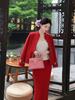 Winter 2026 Red High-End Double-Sided Wool Coat and Skirt Suit for Women, Chinese Style - NY033.