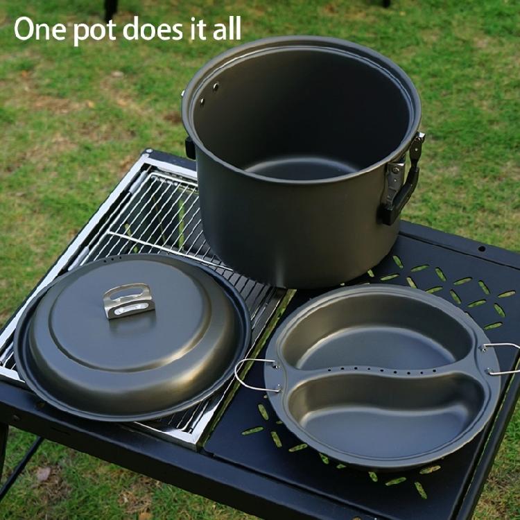 Aluminum Backpacking 4-7 Person Camping Pots with Lid, Light Weight Outdoor Cooking Pots Cookware for Hiking Picnics