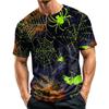 Men Casual Crew Neck Lightweight Breathable Short Sleeve T Shirt with Halloween Web Print for Daily Wear