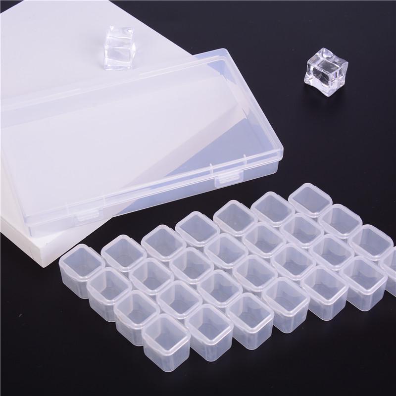 28 Slots Nail Art Storage Box Plastic Transparent Display Case Organizer Holder