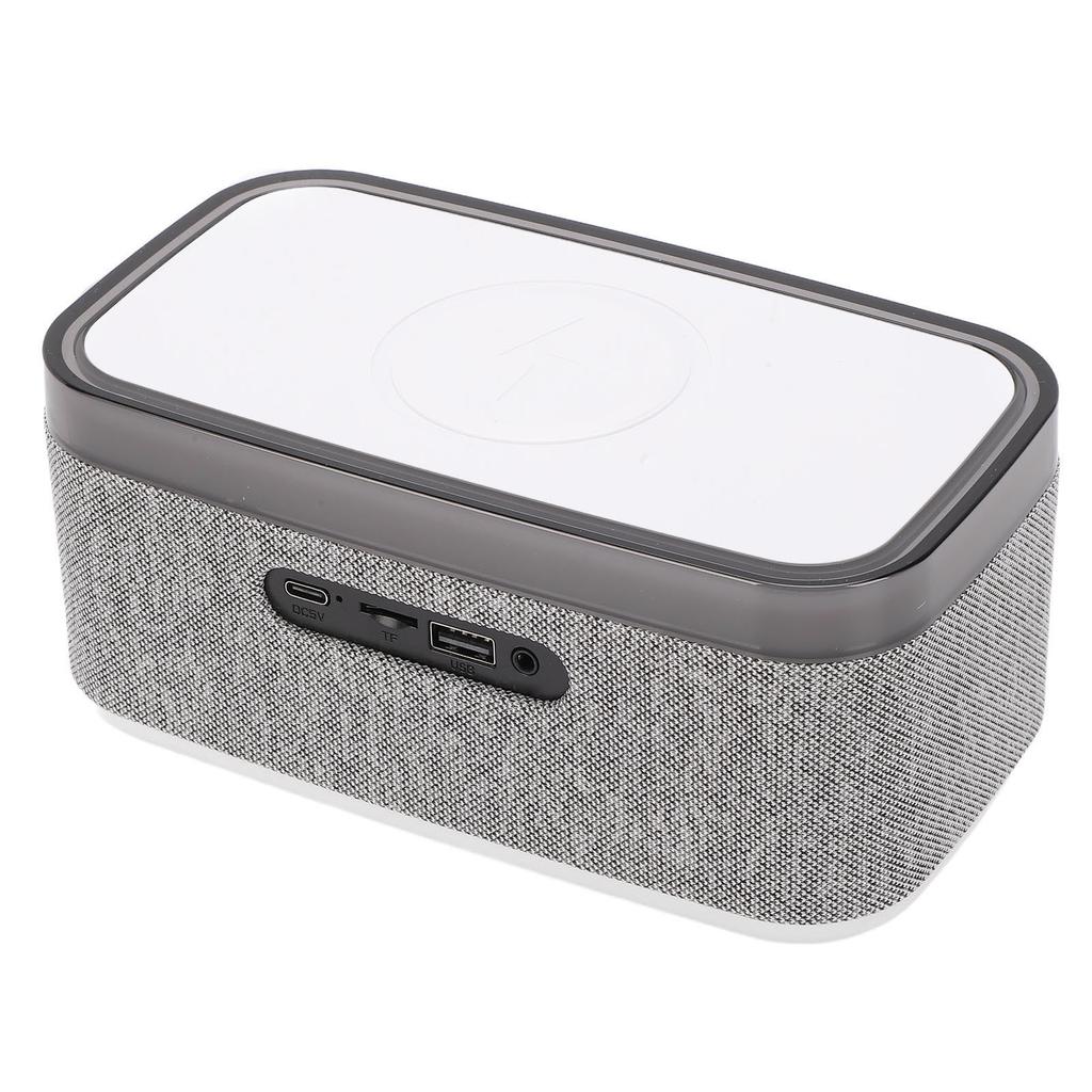 Wireless Charging Station Bluetooth Speaker Multifunctional Wireless Speaker with Alarm Clock LED Night Light White