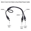 1Pack DC Power 1 Male to 2 Male 5.5mm x 2.1mm DC Power Supply Splitter Cable Cord, Y Splitter Adapter Wire,2 Way Y-Cable