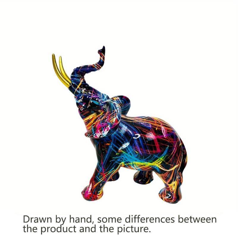 Ρητίνη Πολύχρωμο Άγαλμα Ελέφαντα Πολύχρωμη Τέχνη Γλυπτά Ελεφάντων Πολύχρωμο Διακοσμητικό Ελέφαντα Διάκοσμο Feng Shui Ζώο Γλυπτό Ελέφαντα για Κουζίνα