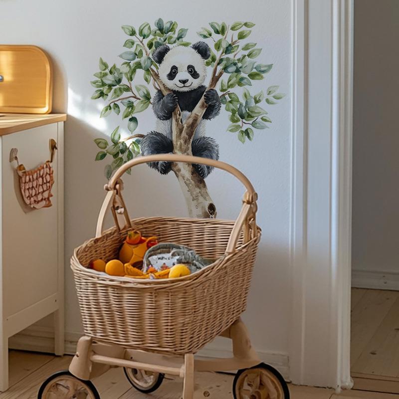 Cartoon Niedlicher Panda auf Ast Wandaufkleber Für Kinderzimmer Dekoration Kinder Wandtattoos PVC Hausdekoration