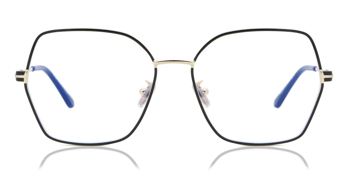 

Tom Ford Ft5876 B Blue Light Block 032 Women Eyeglasses Pale Gold Black/56