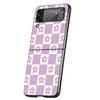 Phone Case for Samsung Galaxy Z Flip 3 4 5 6 7 Folding Black Shell For Samsung Z Flip4 Flip5 PC Hard Cover Pink Grid