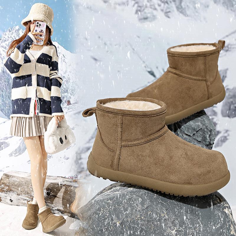 Schneestiefel Baumwollschuhe neue Winter Samt verdickt Lammwolle Plateau Baumwollschuhe Damen kleine kurze Stiefel