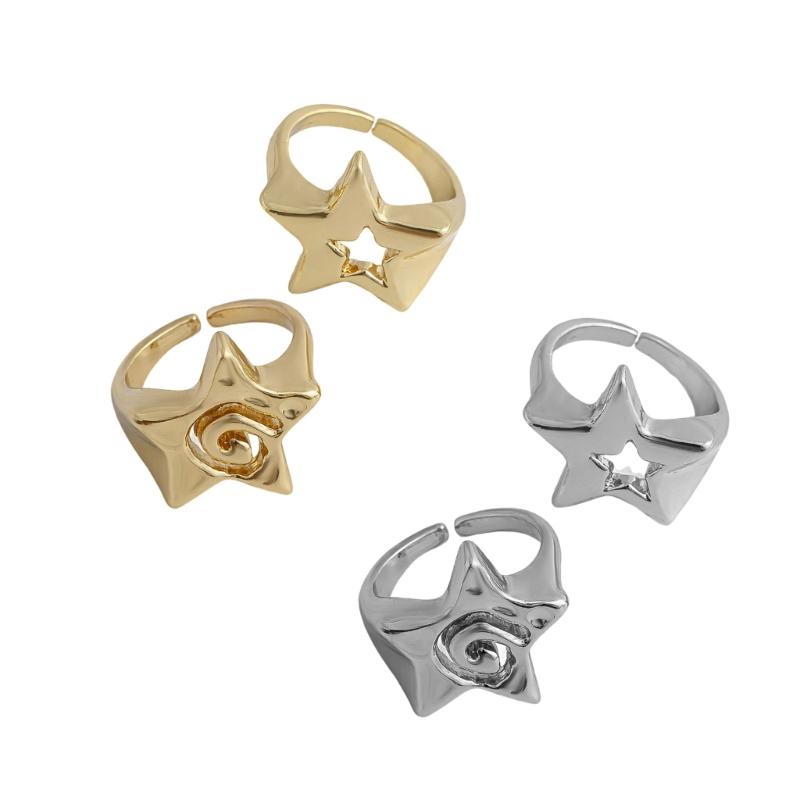 Elegant Star Rings Adornment Trendy Punk Hip Hop Star Rings High Polished Alloy Finger Rings Charm for Women