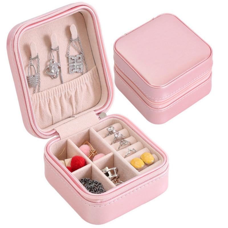 

Высококачественная шкатулка для драгоценностей с двойными кольцами и серьгами 10*-10*5 розовый