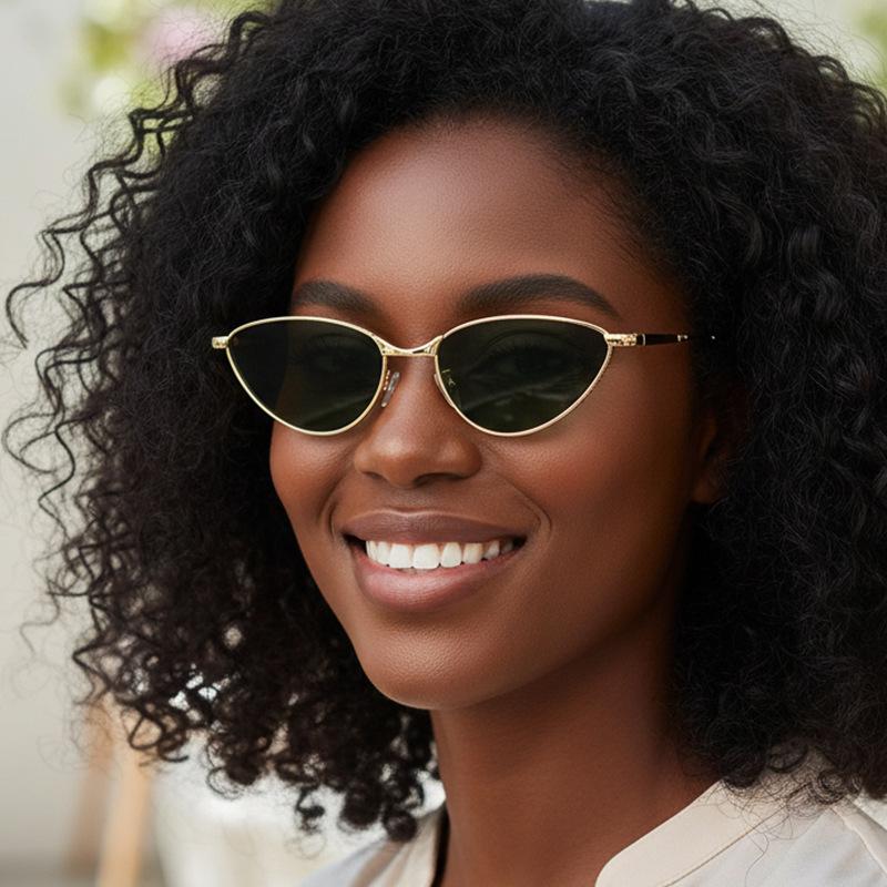 Women's sunglasses men's and women's retro metal cat eye sunglasses