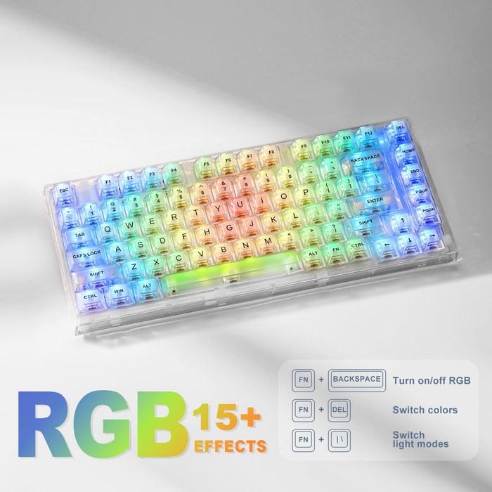 Tastiera Meccanica da Gioco Wireless YUNZII X75 PRO a 82 Tasti (Interruttori Bianco Cristallo, Bianco Wireless)