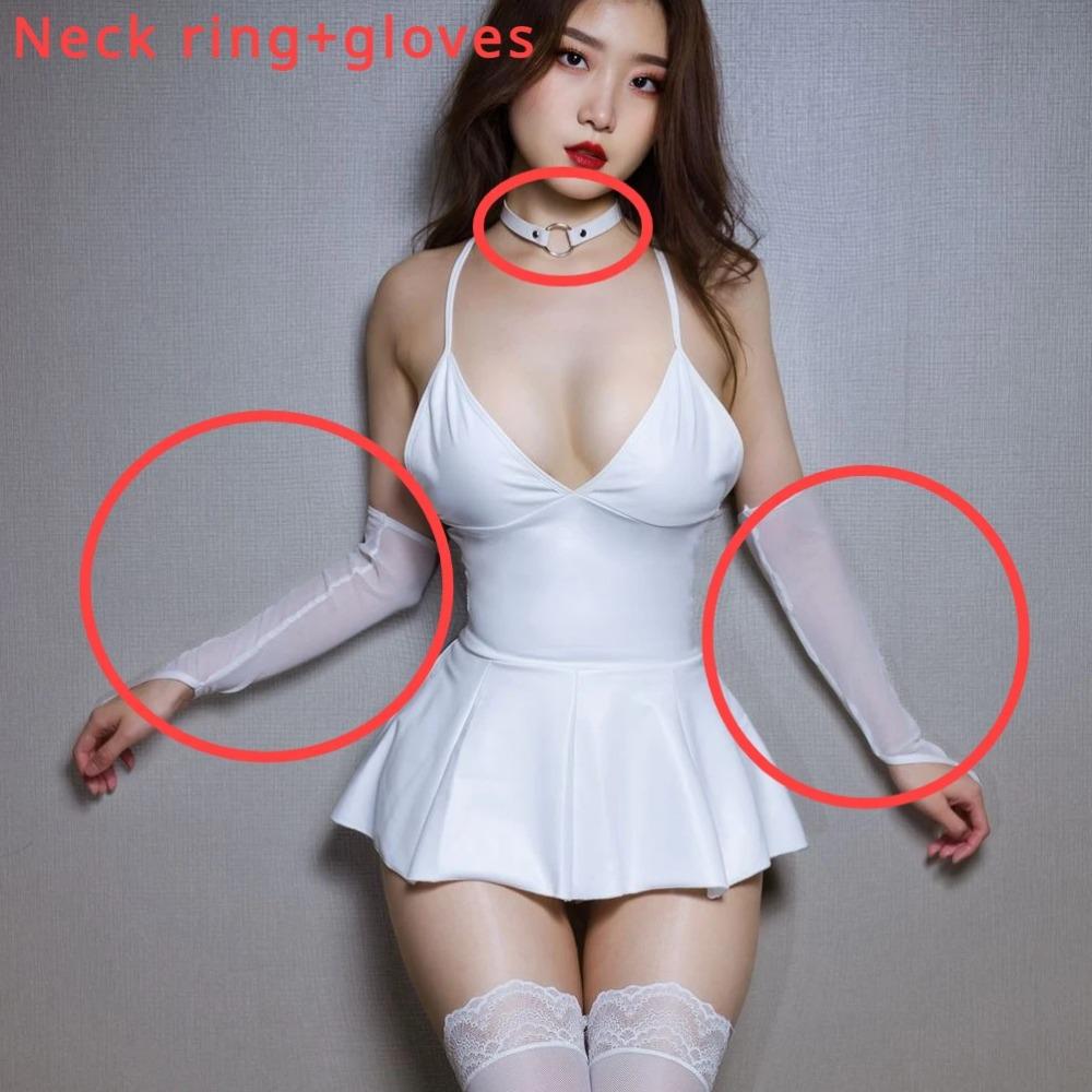 Women Dresses Sexy Lingerie Latex Daring Dress Sexy Underwear PU Leather Erotic Lingerie Dress Porno Bodysuit Women Club Wear