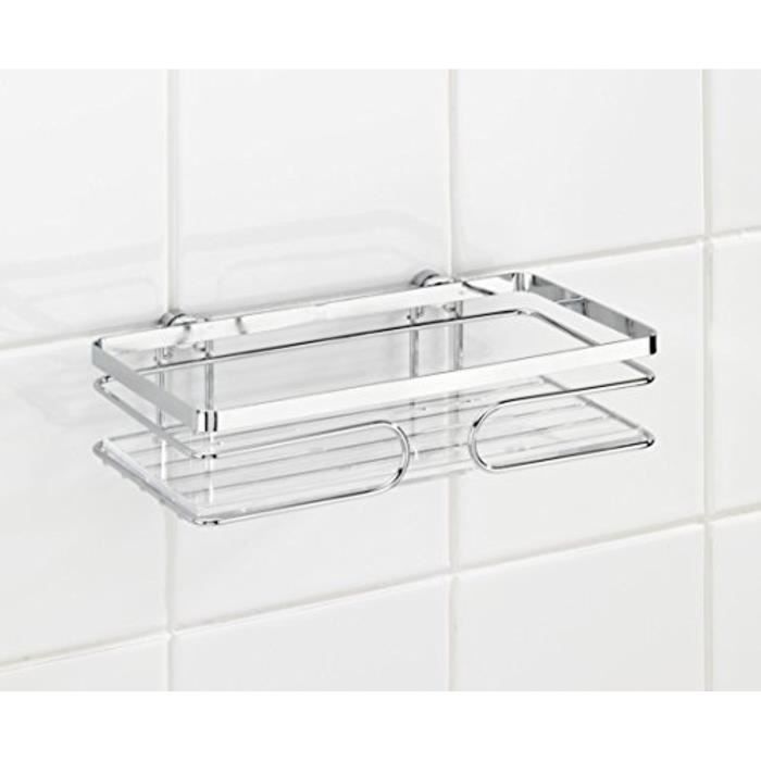 Etagère murale - WENKO - Premium - Acier inox brillant - Fixation sans perçage - Salle de bain