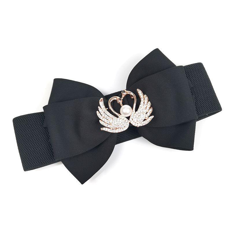 Double Beautiful Layer Bowknot Waist Belt In Soft Cotton With Elastic Fit For Women