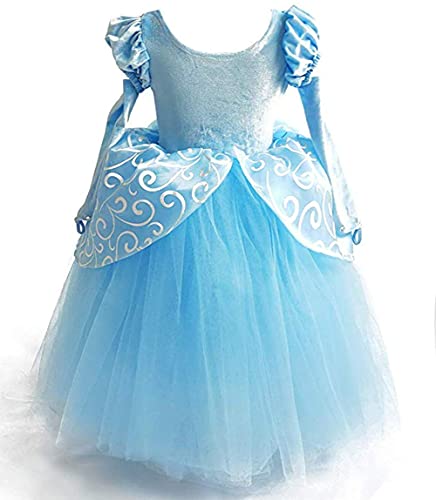 [TYHTYM] Cinderella Dress Kids (Princess Dress + Arm Covers) 2-Piece Set - Cosplay Costume, Fancy Dress, Fluffy Princess Dress, Kids Costume, Perfect