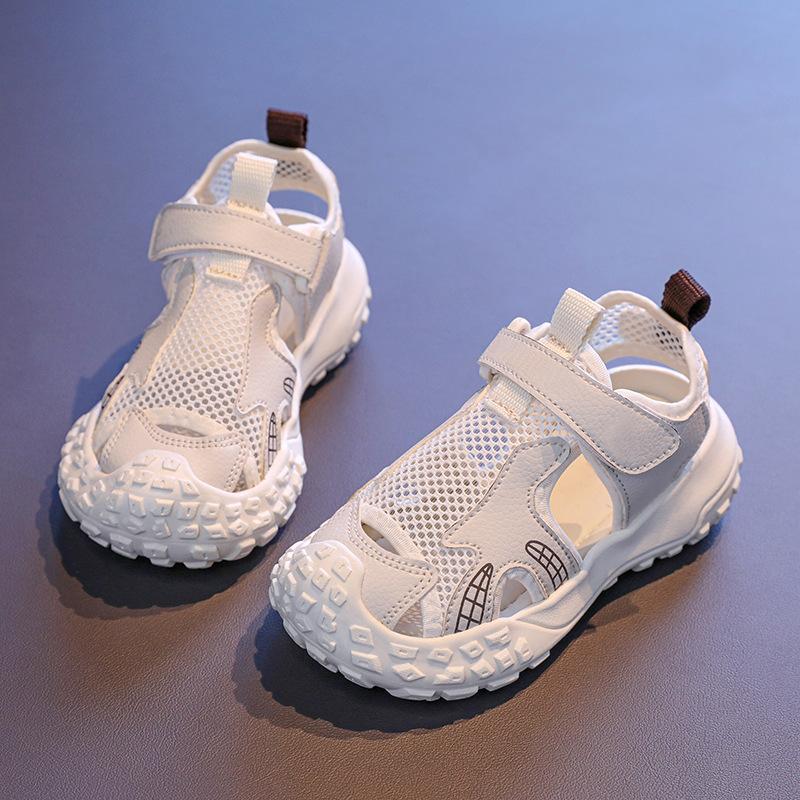 Kids Sports Sandals Mesh Breathable Girls Sandals Toes Capped 2025 Summer New Children Casual Shoes Non-slip Hollowed-out Trendy