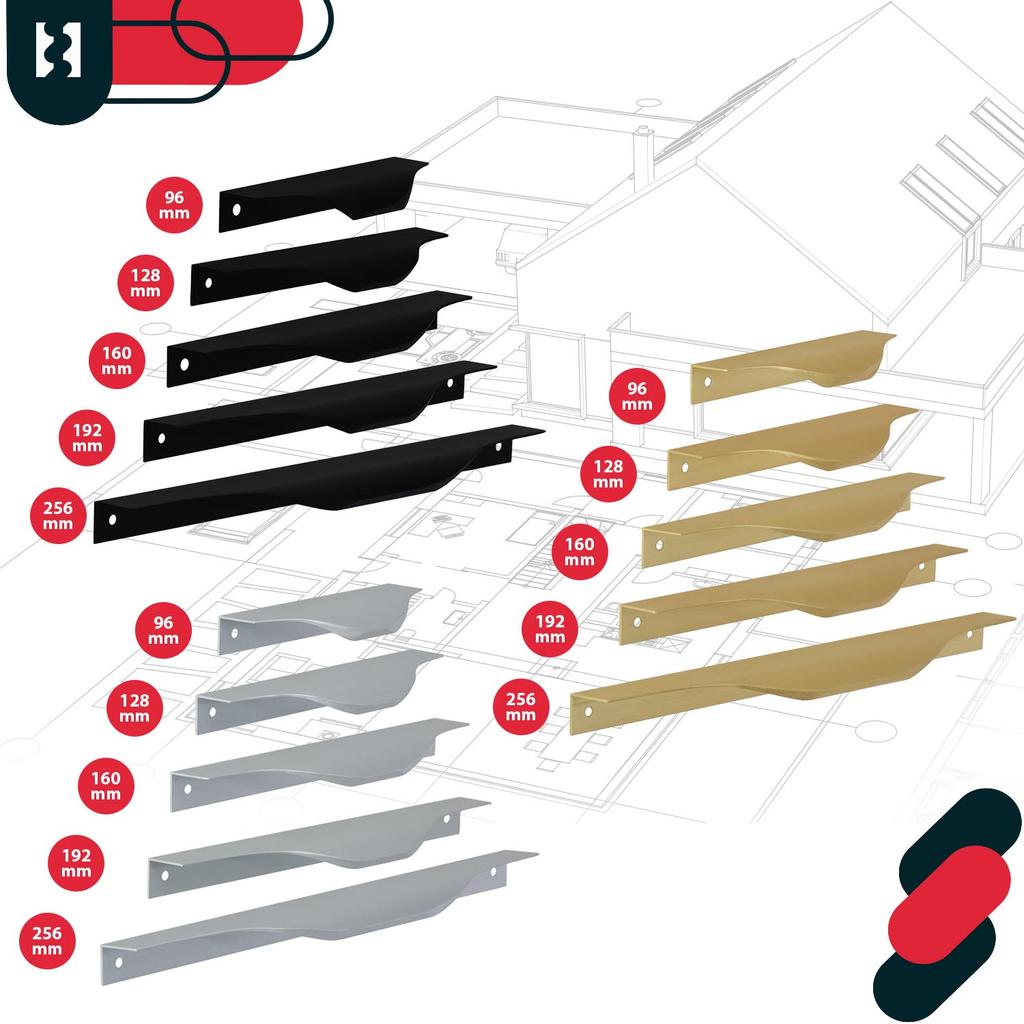 Kotarbau® Modern Edge Furniture Handle Aluminum Matte Gold 192 / 212 Mm Set Of 10