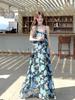 French Blue Floral Strappy Maxi Dress - Summer 2026 Women's Unique Design