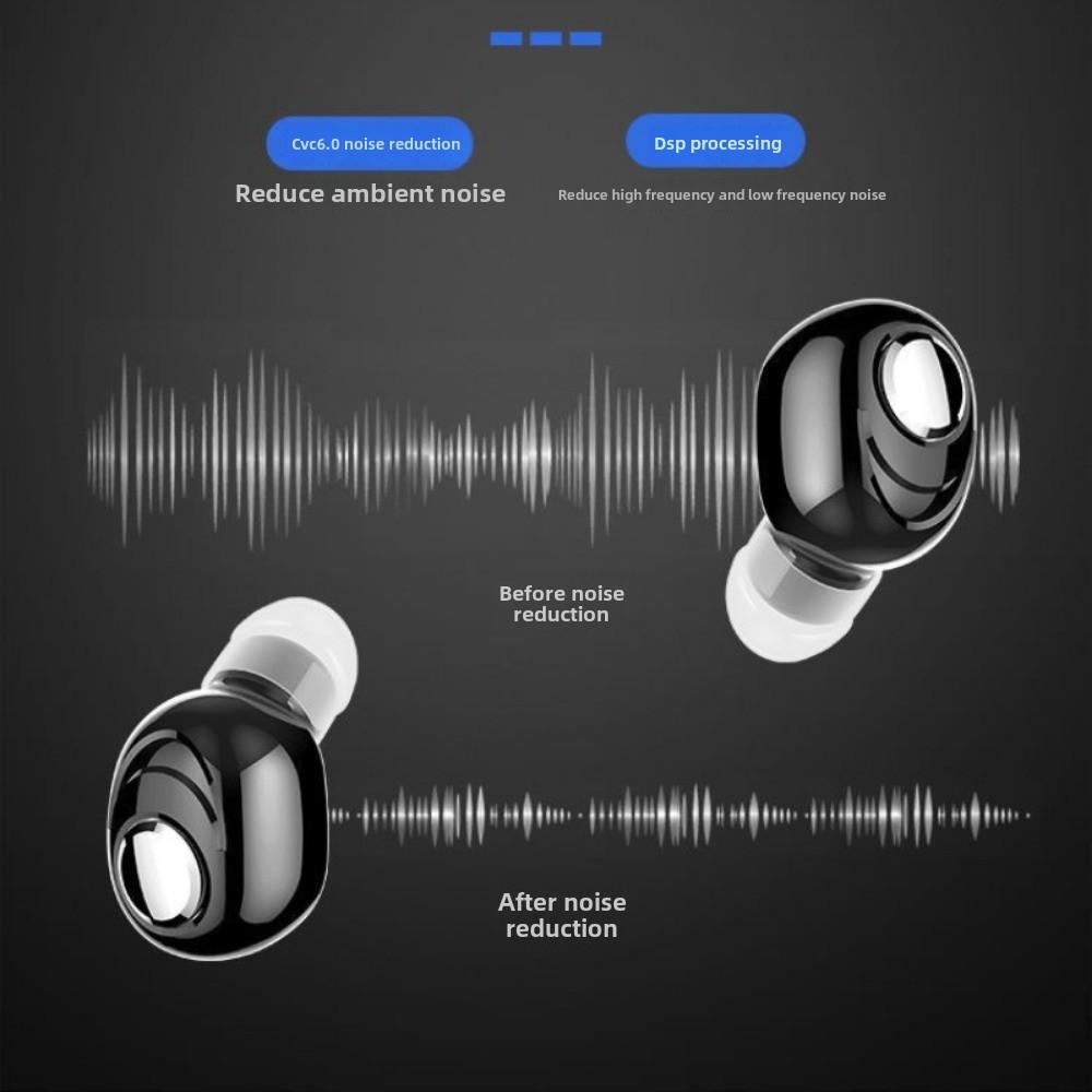 Mini auriculares Bluetooth inalámbricos 5.0 con cancelación de ruido, duración de batería ultralarga, intraauriculares invisibles.