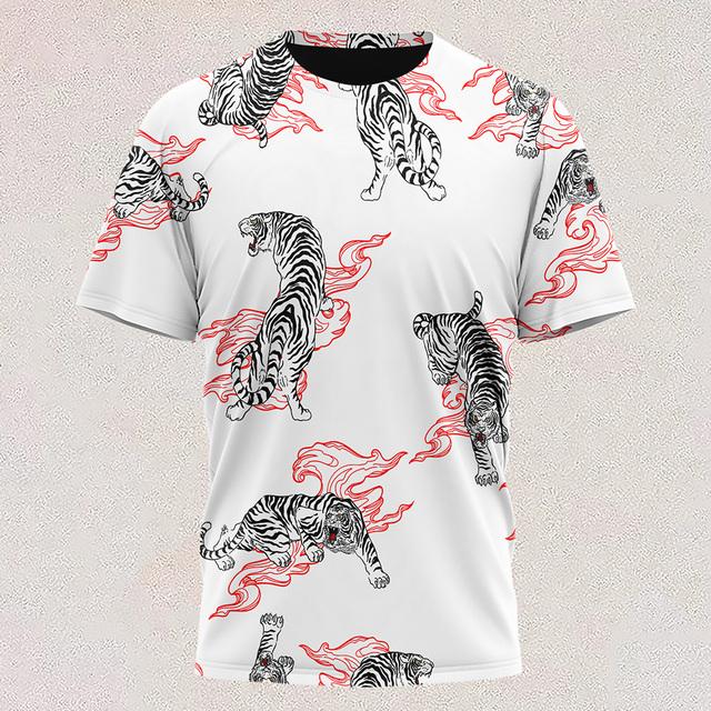 New T Shirt Full-color Tiger Head Short-sleeved Cool T-shirt Round Neck 3d Printed Casual Short-sleeved Shirt Oversized Clothing