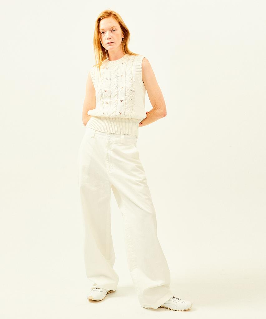 LABELARCHIVE W Jade Washed Cotton Pants White