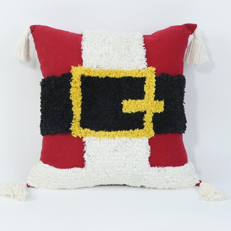 Christmas Tufed Pillow Cover Cotton Embroidered Couch Living Room Bedroom