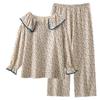 Pajamas women's Class A pure cotton double-layer cotton crepe Korean version, autumn new loose and comfortable loungewear set