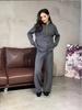 Women's European & American Style Thick Knit Zipper Cardigan Sweater + Wide-Leg Pants Two-Piece Set for Autumn/Winter