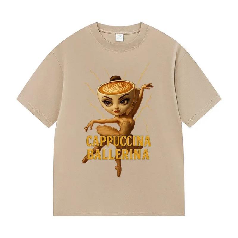 Lustiges Cappuccino Ballerina Grafik T-Shirt Mode Gemütlich Heißer Verkauf T-Shirt Sommer T-Shirts Damenbekleidung Mein Körper Meine Wahl