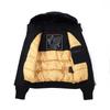 Men's Gold Badge Fox Fur Bomber Down Jacket #02G by Palm Moose
