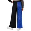 Girls Sequins Patchwork Pants Elastic Waist Color Block Dance Trousers Hip Hop Jazz Outfit