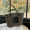 2025 Summer Straw Beach Basket Bag Fashion Women Rattan Shoulder Bag Large Capacity Woven Hand-made Handbag Female Purse Totes