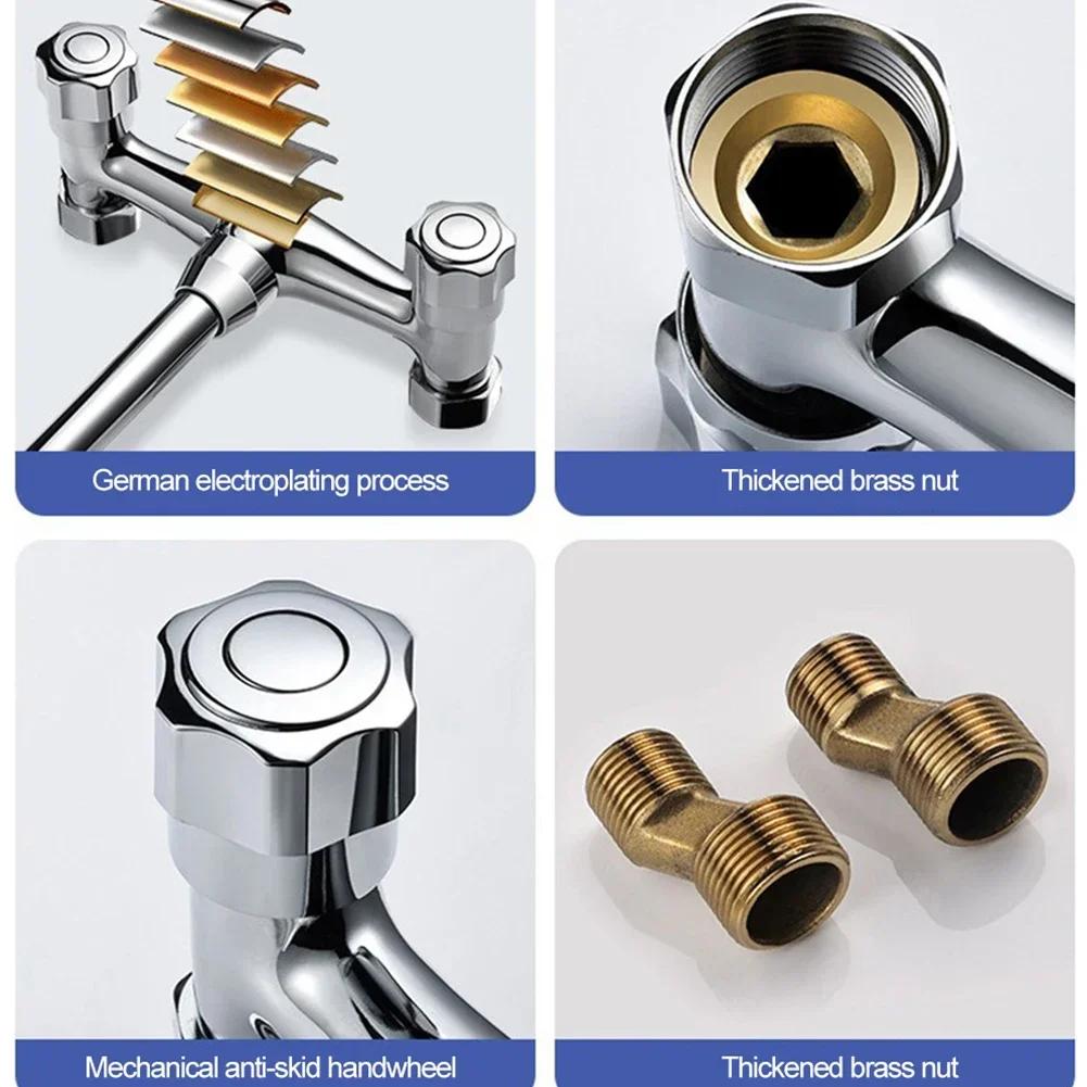 Köksblandare Väggmonterad Svängbar Blandare Dubbla Hål Högtryck Varm Kall Blandare Balkong Tvättställsblandare