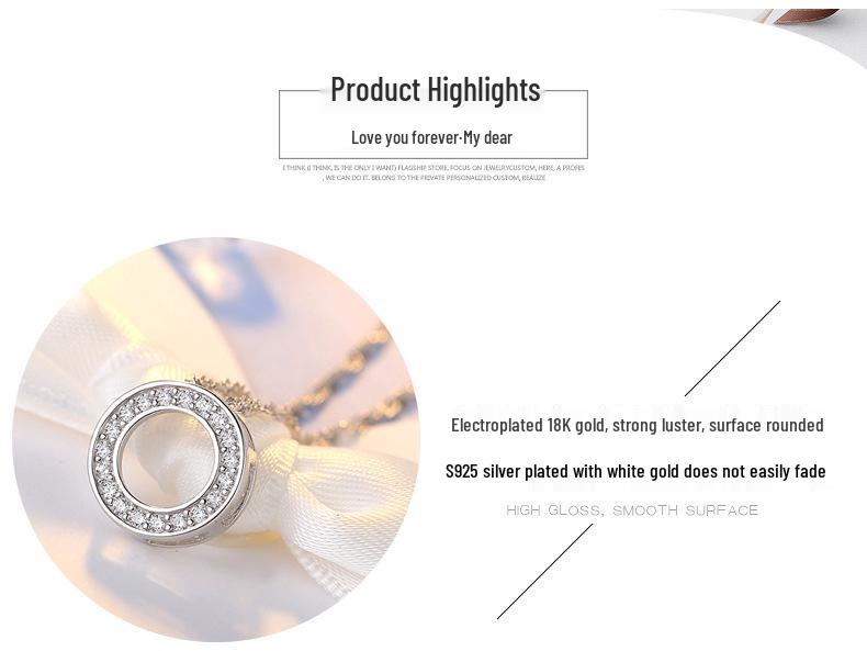 925 Sterling Silver Halo of Love Pendant Necklace, Micro-Paved Korean Fashion Jewelry