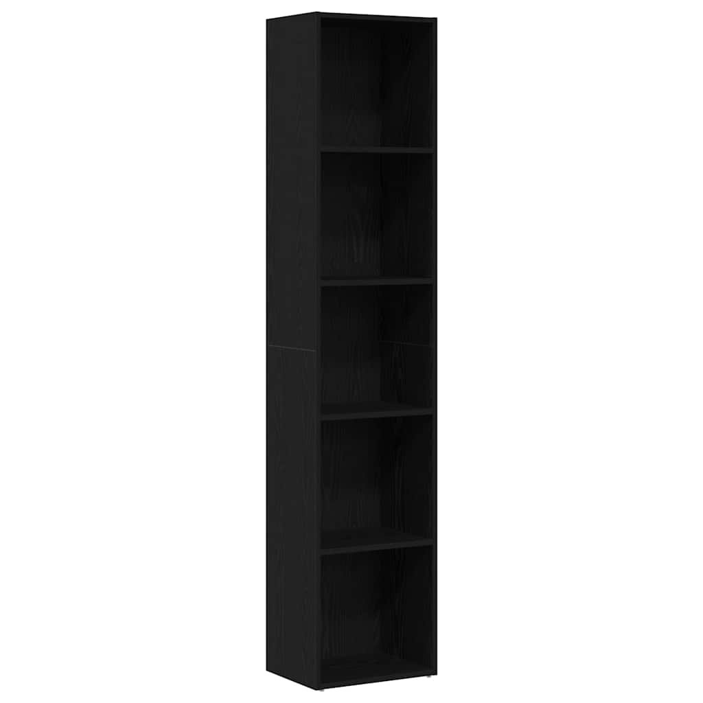 Bookshelf Oak Black 40 x 30 x 189 cm Engineered Wood