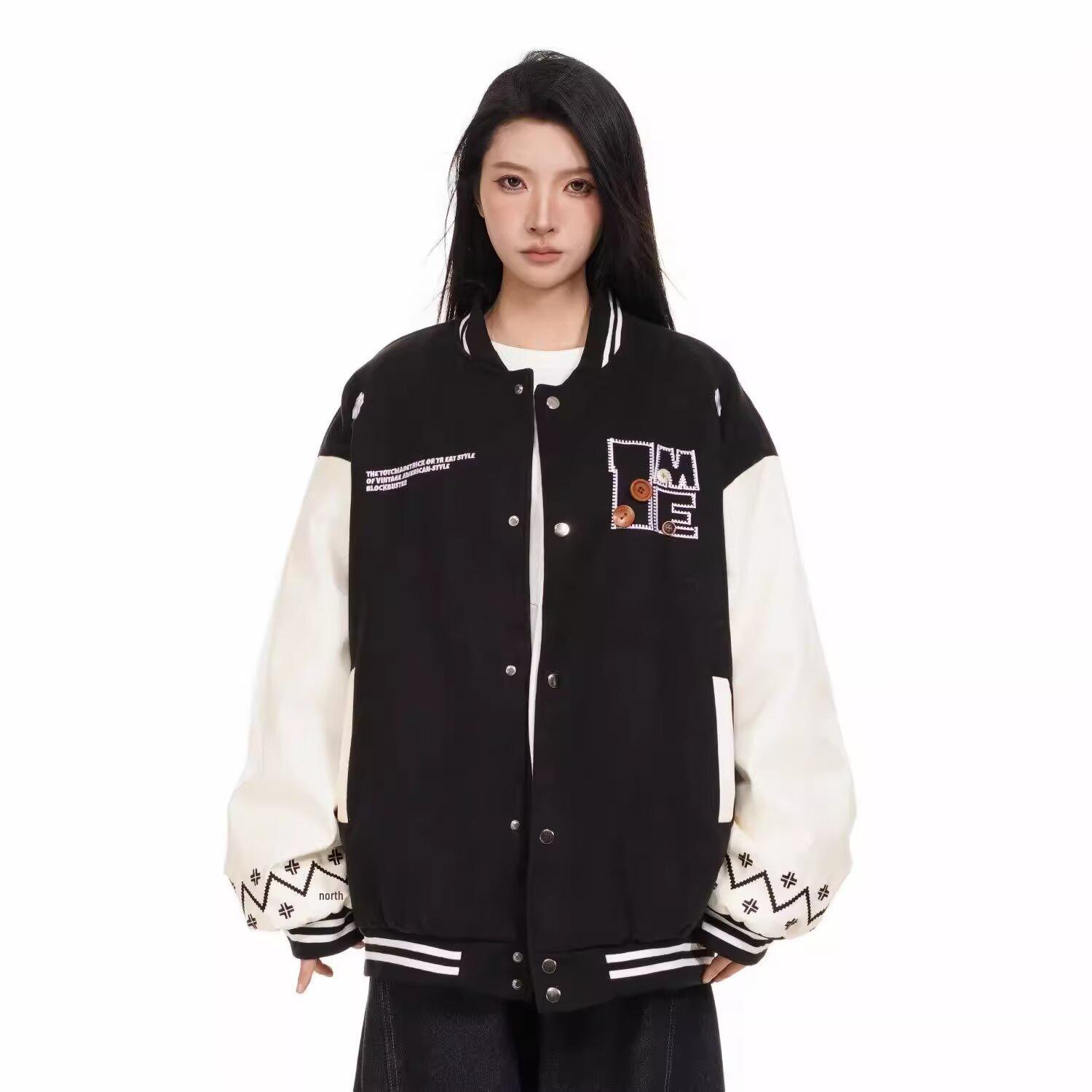 

FYQ Унисекс Ретро Бейсбольная Куртка - Весенне-Осенний Стиль XL