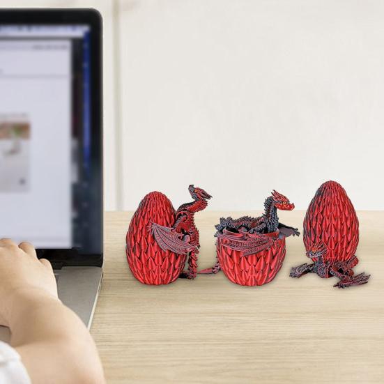 3D Printed Dragon Egg Figurine Movable Joints Flying Dragon Figure Fidget Toy Dragon Egg with Articulated Dragon Inside Decoration Ornament