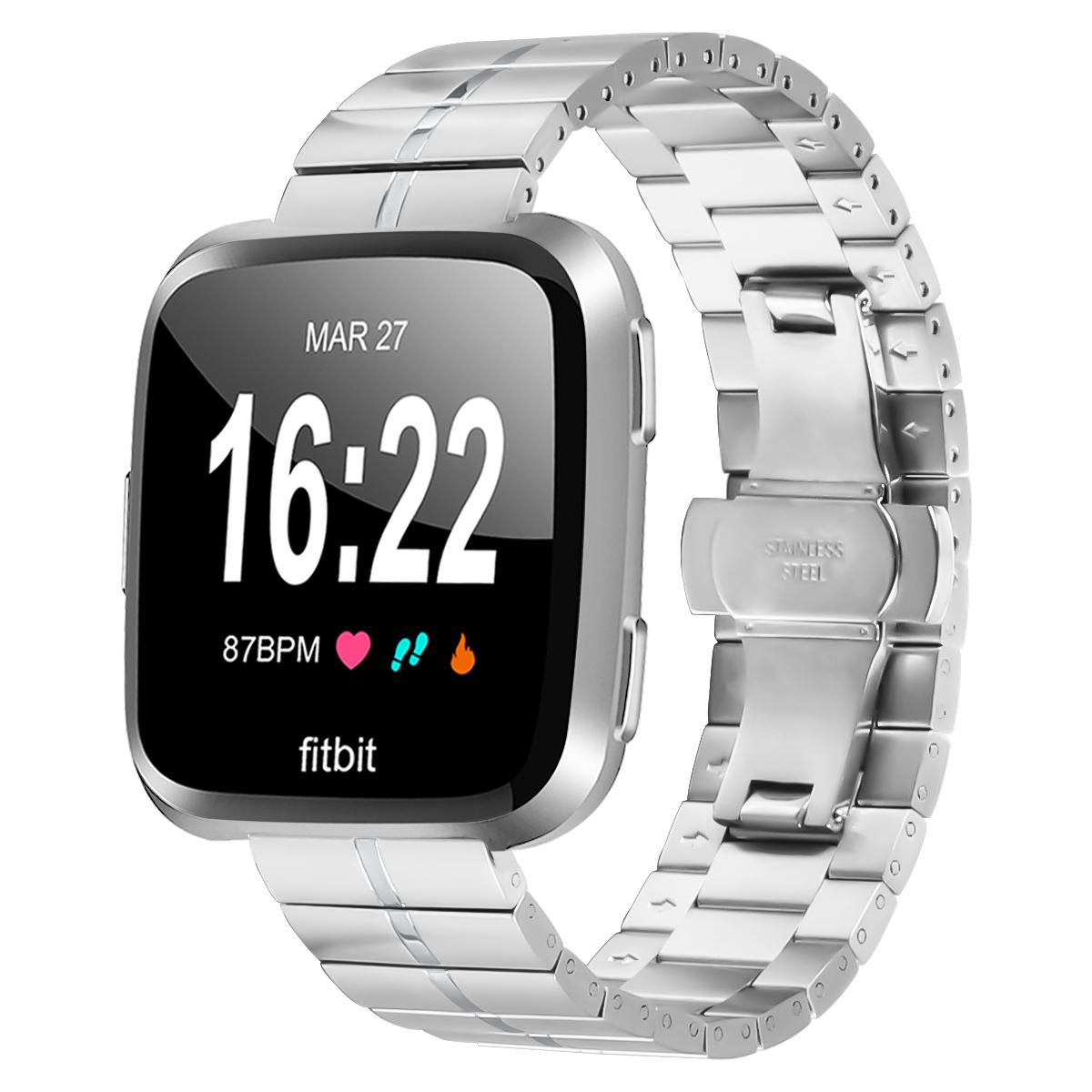 

For Fitbit Versa Lite/Versa/Versa 2 Buckle Design Bracelet Silver Stainless Steel Watch Strap As shown A