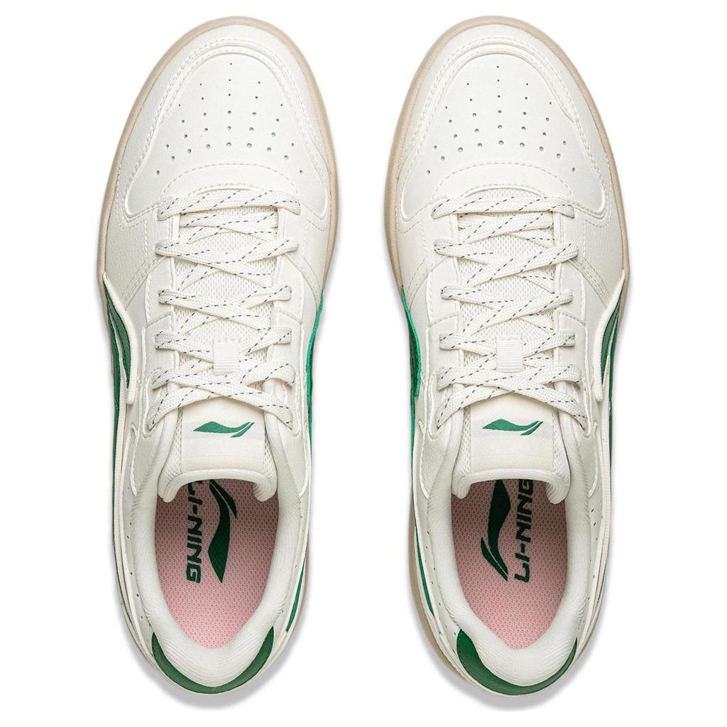 New LiNing Acer Truncatum Cushioning, Slip Resistant, And Abrasion Resistant Low Top Skateboard Shoes Men's White Green AGCU515-3