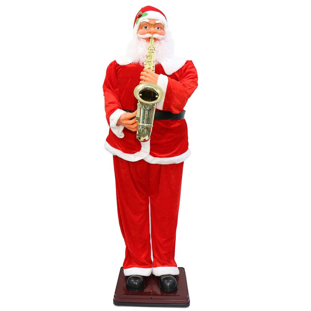 70" Inch Christmas Life Size Animated Rock Singing and Dancing Santa Claus Collapsible Decoration Collection for Hotel Doorway