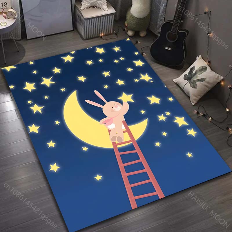 

1PC Bunny ladder moon stars Pattern Rug Carpets for Bedroom Living Room Sofa Mat Creative Door Mat Cloakroom Home Decor 40x60cm