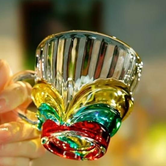 Hand Painted Glass Coffee Cup 175ml Artistic Tea Mug for Latte Coffee Heat-Resistant Glass Mug Literary Style Drinkware