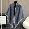 Loose Fit Knitted Poncho Cape Thick Women Shawl Fashion Warm Shawl Scarf  Office Wear