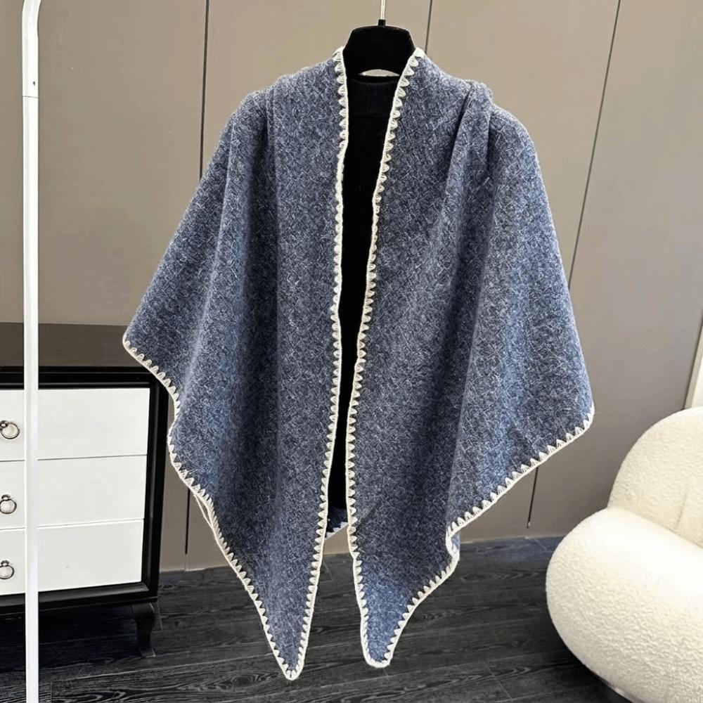 Loose Fit Knitted Poncho Cape Thick Women Shawl Fashion Warm Shawl Scarf Office Wear