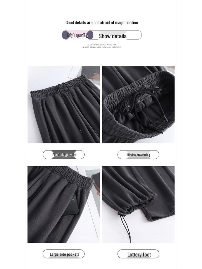 Damskie szare spodnie dresowe Petite z szerokimi nogawkami – jesienne spodnie dresowe na co dzień w stylu joggers na rok 2024