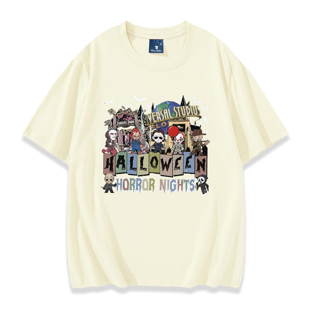 Horror Movie Characters Shirt Halloween Party Shirt Spooky Season Shirt Women Men Short Sleeve Streetwear Hip Hop Tops